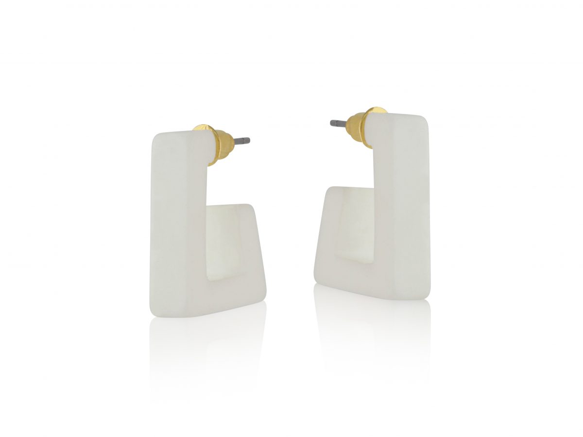 Petra Matte Resin Square Earrings in White