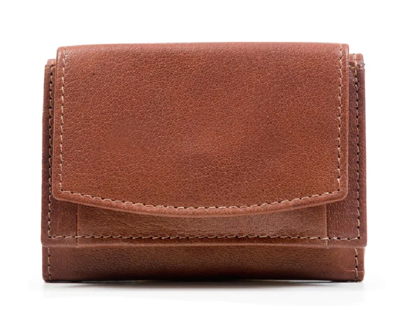 Tri Fold Wallet Tan Leather