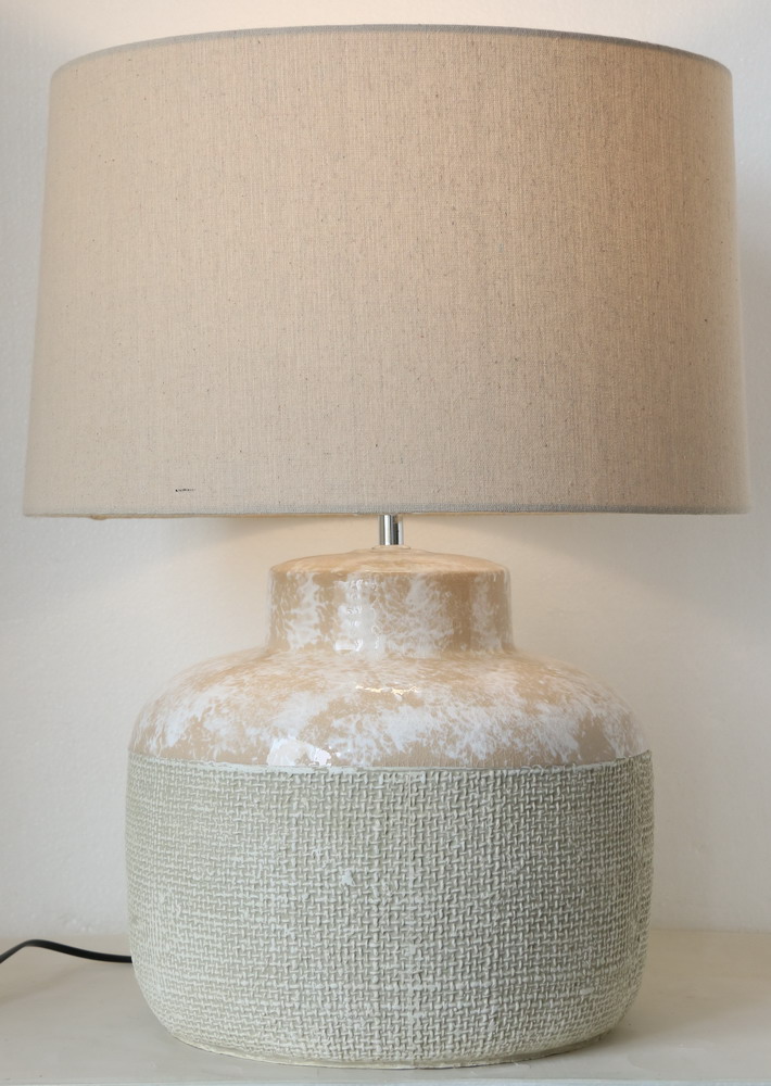 Table Lamp Ceramic Beige Linen Shade