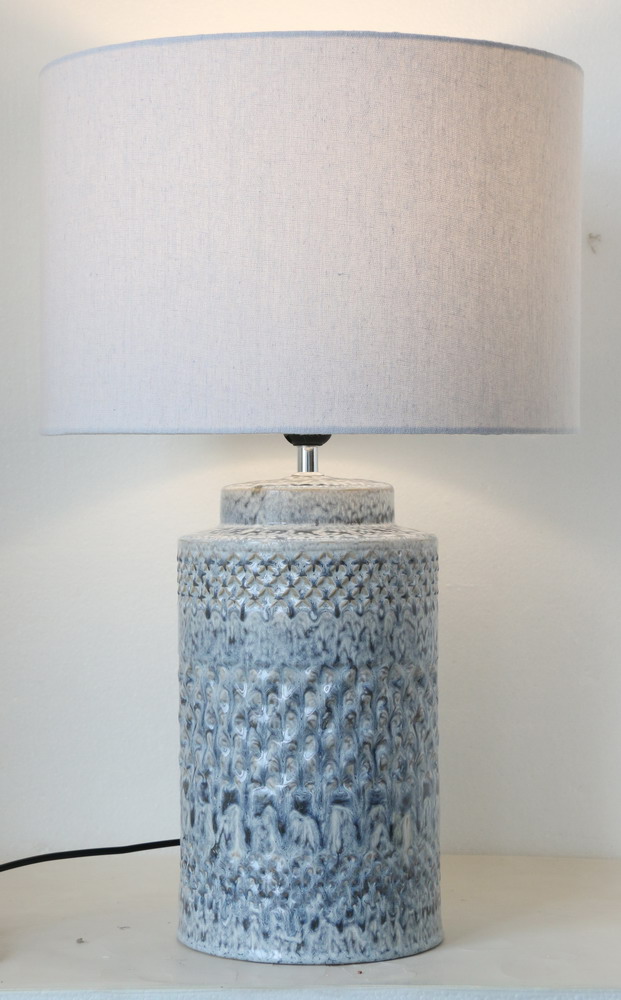 Table Lamp Ceramic Blue Linen Shade