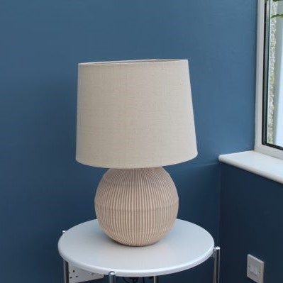 Table Lamp Ceramic Brown with Linen Shade
