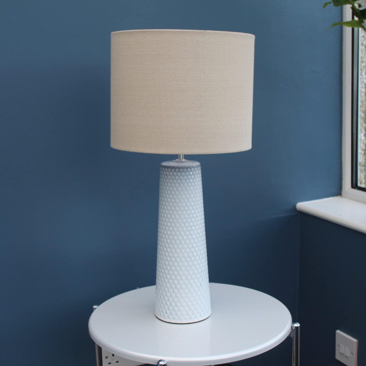 Table Lamp Ceramic Grey with Linen Shade
