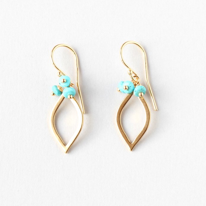 Turquoise Marquise Gold Vermeil Earrings