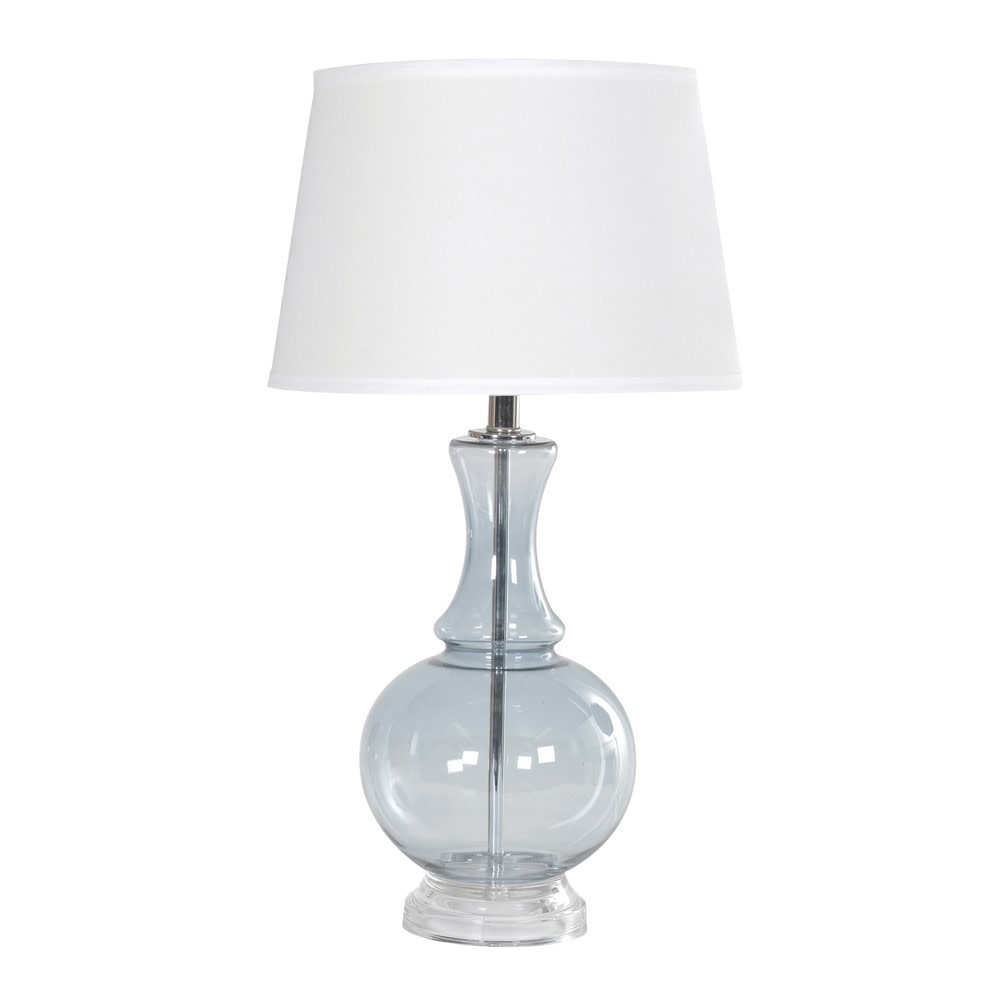 Sea Grey Glass Lamp with White Shade
